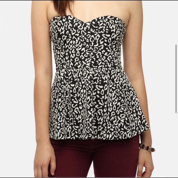 Pins and Needles Strapless Sweetheart Peplum Top L - Picture 2 of 12